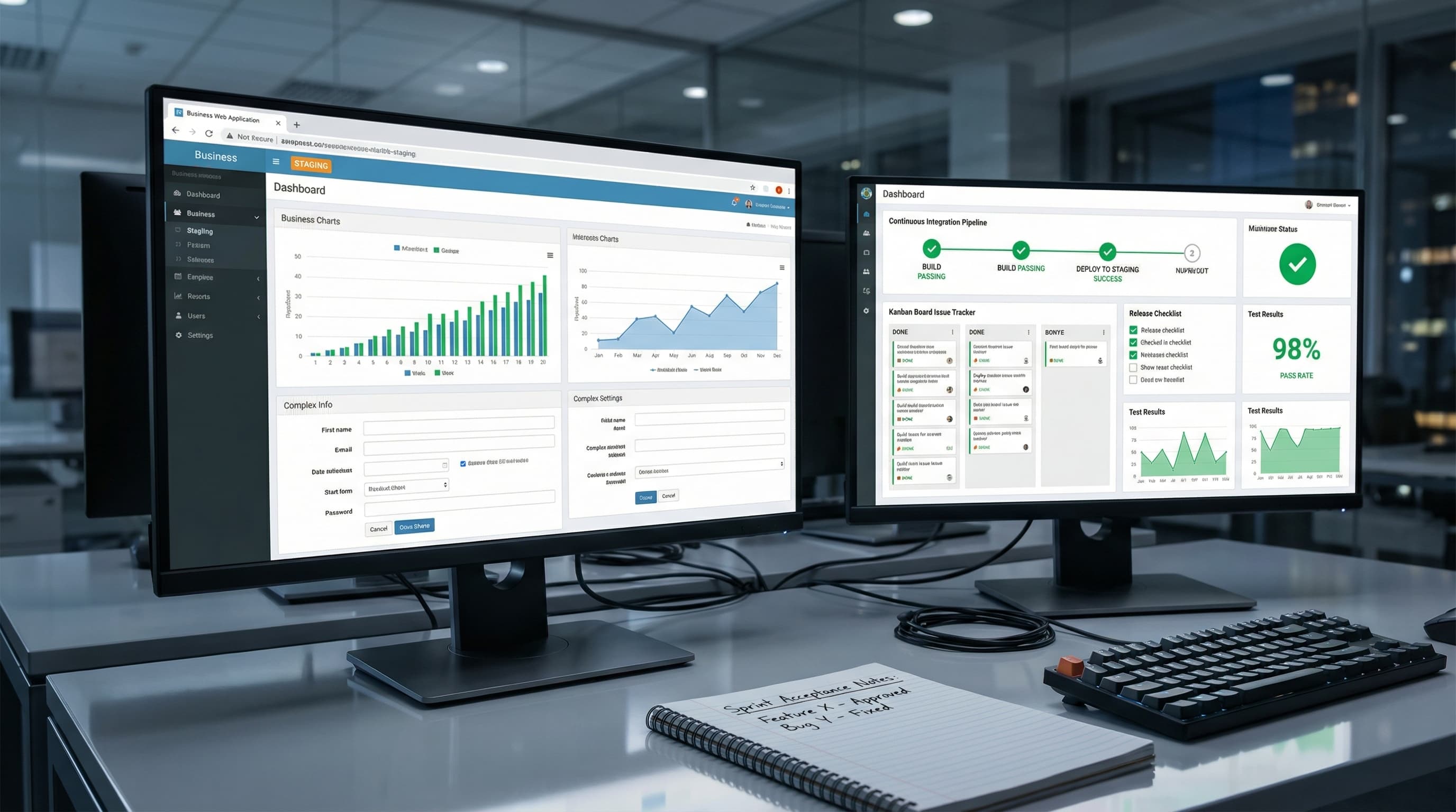 Sprint delivery dashboards showing visible progress and clear status.